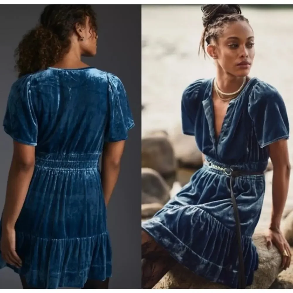 Anthropologie The Somerset Velvet Mini Dress, Medium - Picture 2 of 7